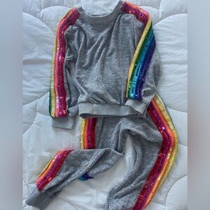 Lola and the Boys - Kids Grey Sequin Rainbow Tracksuit